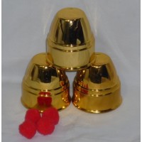 专业版塑制三杯三球(镀金大号) 三仙归洞 Cups & Balls - Golden - Plastic